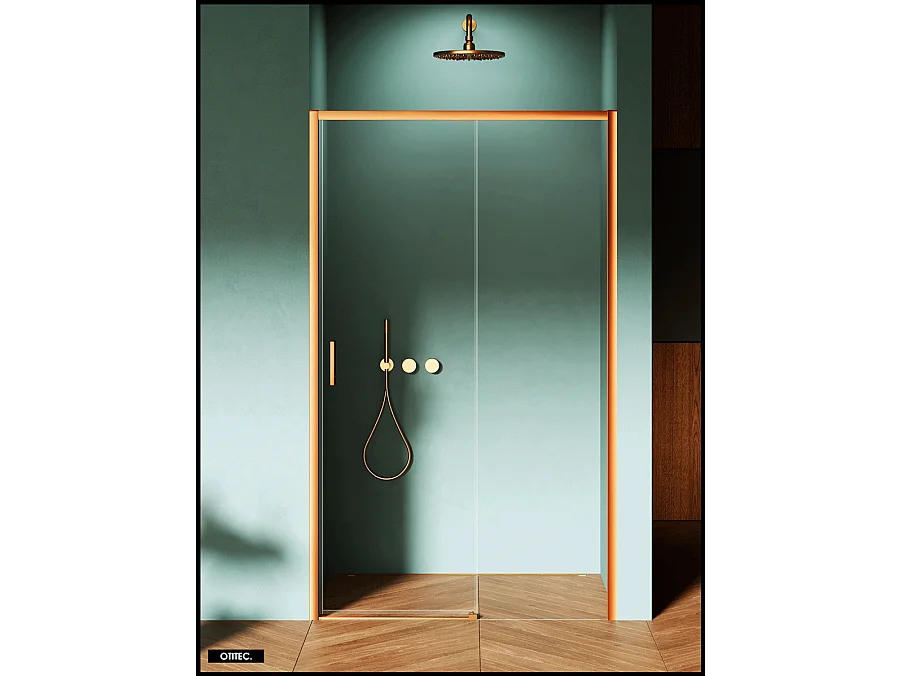 Porte de Douche avec Paroi Latérale - 100 x 200 - CUIVRE - PRIME - DROITE