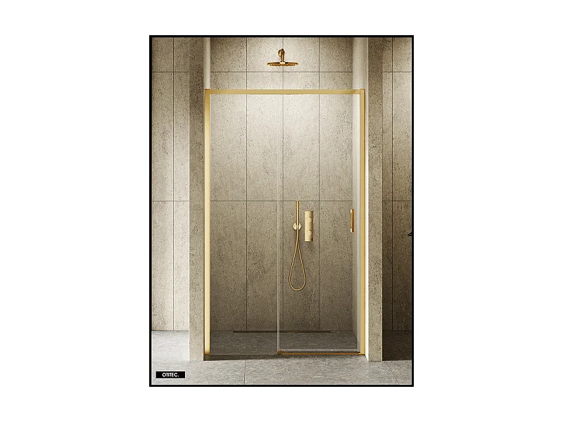 Porte de Douche avec Paroi Latérale - 120 x 200 - OR BROSSÉ - PRIME - GAUCHE