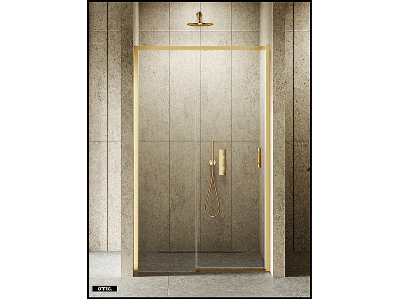 Porte de Douche avec Paroi Latérale - 120 x 200 - OR BROSSÉ - PRIME - GAUCHE