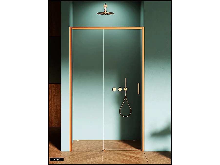 Porte de Douche avec Paroi Latérale - 100 x 200 - CUIVRE - PRIME - GAUCHE