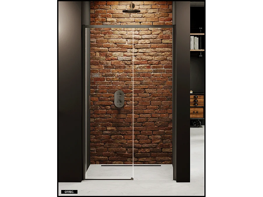 Porte de Douche avec Paroi Latérale - 140 x 200 - GRIS - PRIME - DROITE
