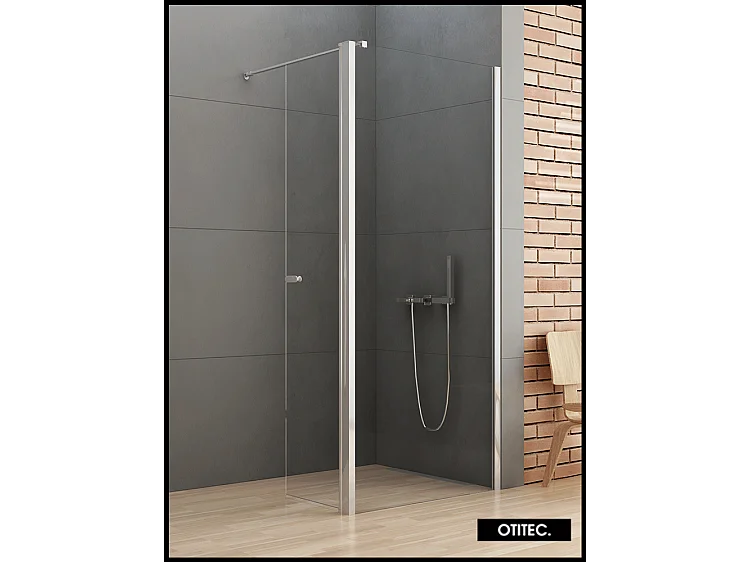 Paroi de Douche Italienne - 120 x 195 - SEPTIA CHROME - Retour Pivotant 54 cm - Chrome