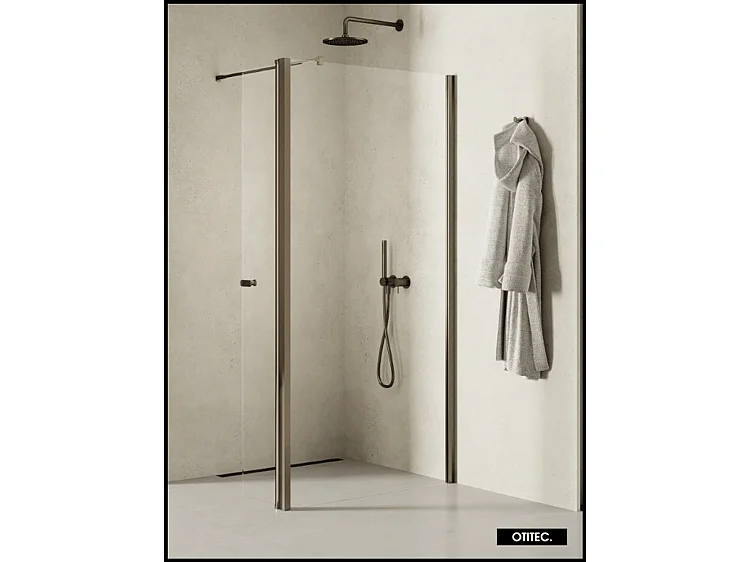 Paroi de Douche Italienne - 120 x 195 - SEPTIA GRIS - Retour Pivotant 34 cm - Gris