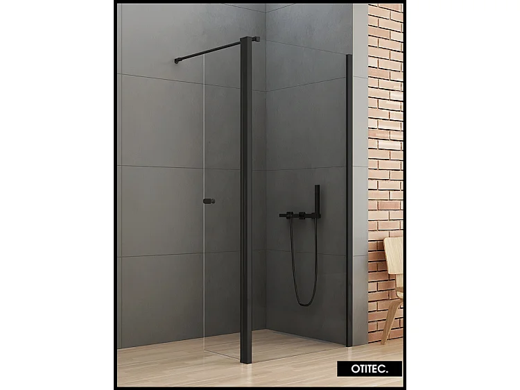 Paroi de Douche Italienne - 90 x 195 - SEPTIA NOIR MAT - Retour Pivotant 34 cm - Noir Mat