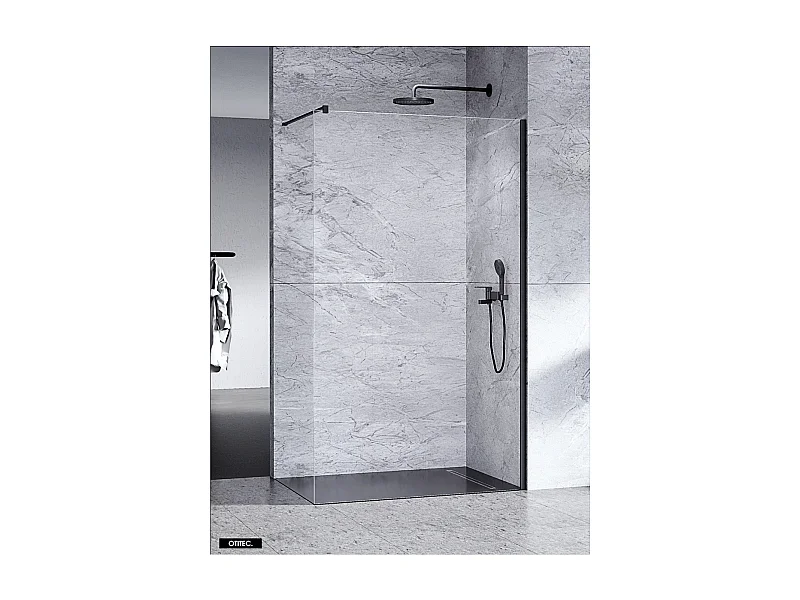 Paroi de Douche Italienne - 90 x 200 - NOIR MAT- NESTA