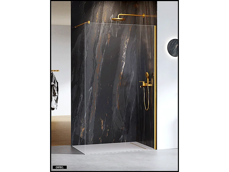 Paroi de Douche Italienne - 90 x 200 - OR BROSSÉ - NESTA