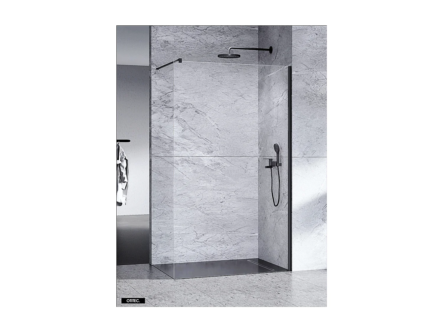 Paroi de Douche Italienne - 120 x 200 - NOIR MAT- NESTA
