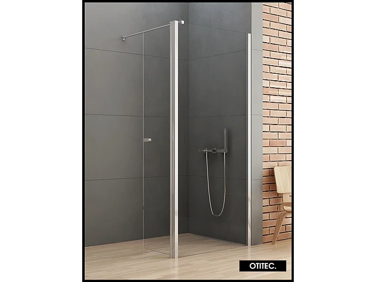 Paroi de Douche Italienne - 110 x 195 - SEPTIA CHROME - Retour Pivotant 54 cm - Chrome