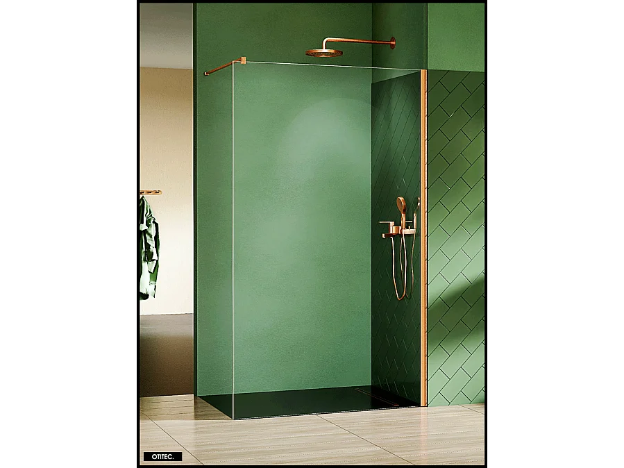 Paroi de Douche Italienne - 70 x 200 - CUIVRE BROSSÉ - NESTA