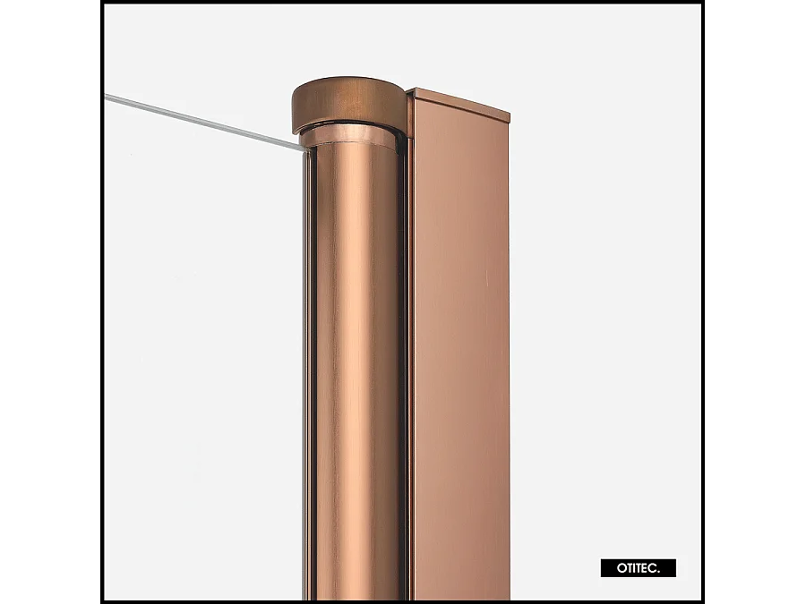 Paroi de Douche Italienne - 110 x 195 - SEPTIA CUIVRE BROSSE - Retour Pivotant 34 cm - Cuivre Brossé