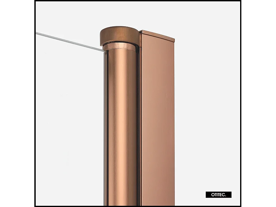 Paroi de Douche Italienne - 120 x 195 - SEPTIA CUIVRE BROSSE - Retour Pivotant 34 cm - Cuivre Brossé