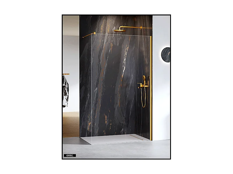 Paroi de Douche Italienne - 80 x 200 - OR BROSSÉ - NESTA