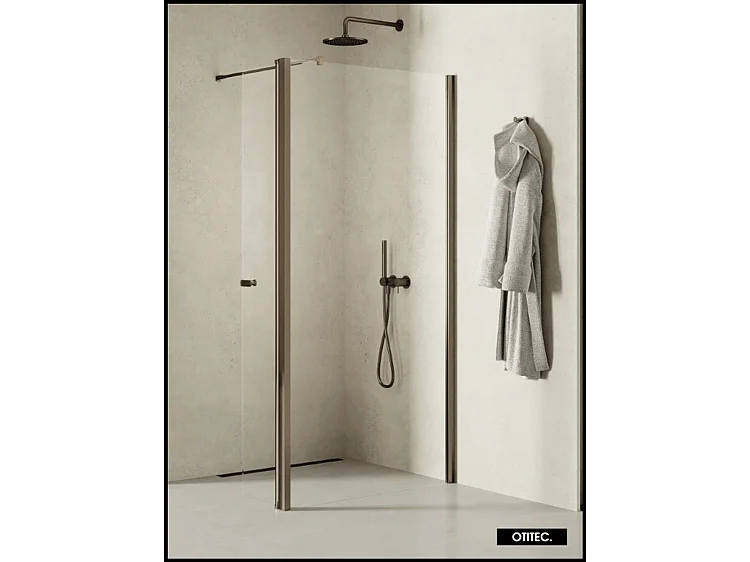 Paroi de Douche Italienne - 100 x 195 - SEPTIA GRIS - Retour Pivotant 54 cm - Gris