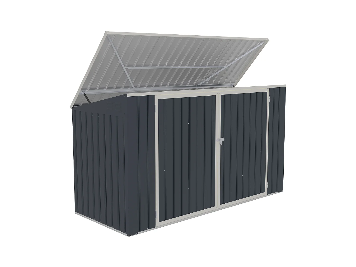 3er Mülltonnenbox aus verzinktem Stahl - Anthrazitgrau - 237 x 101 x 131 cm - ILARIO