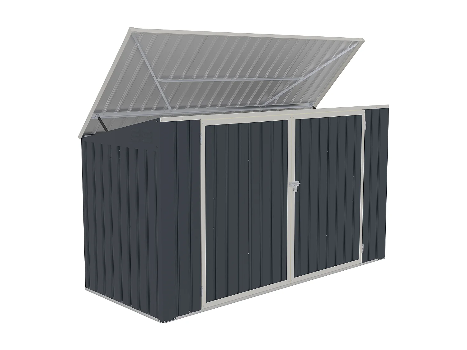 Abri pour poubelle triple en acier galvanisé gris anthracite - L237 x P101 x H131 cm - ILARIO