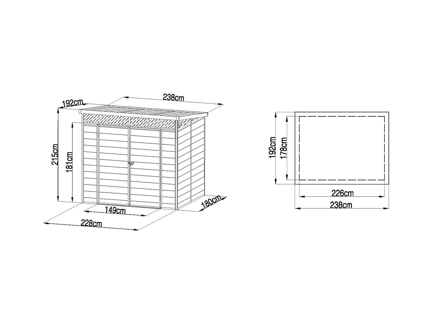 Abri de jardin en résine gris anthracite 4,57 m² avec plancher - MINARO
