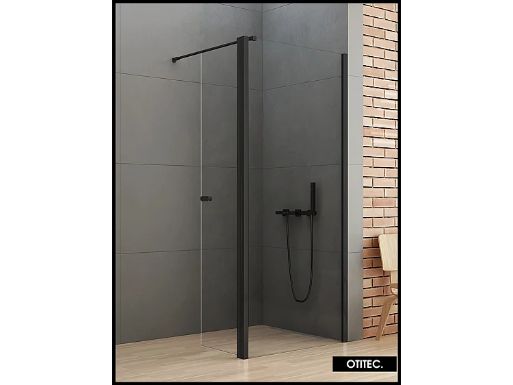 Paroi de Douche Italienne - 90 x 195 - SEPTIA NOIR MAT - Retour Pivotant 54 cm - Noir Mat
