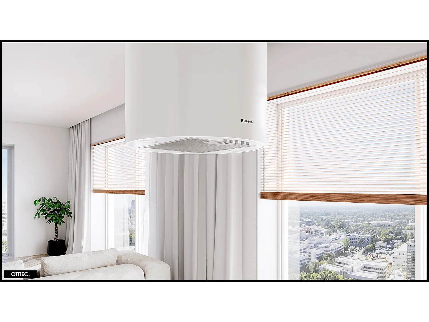 Hotte Îlot Aspirante Silencieuse - 39 cm - 570 m3/h - LOBELIO - Blanc