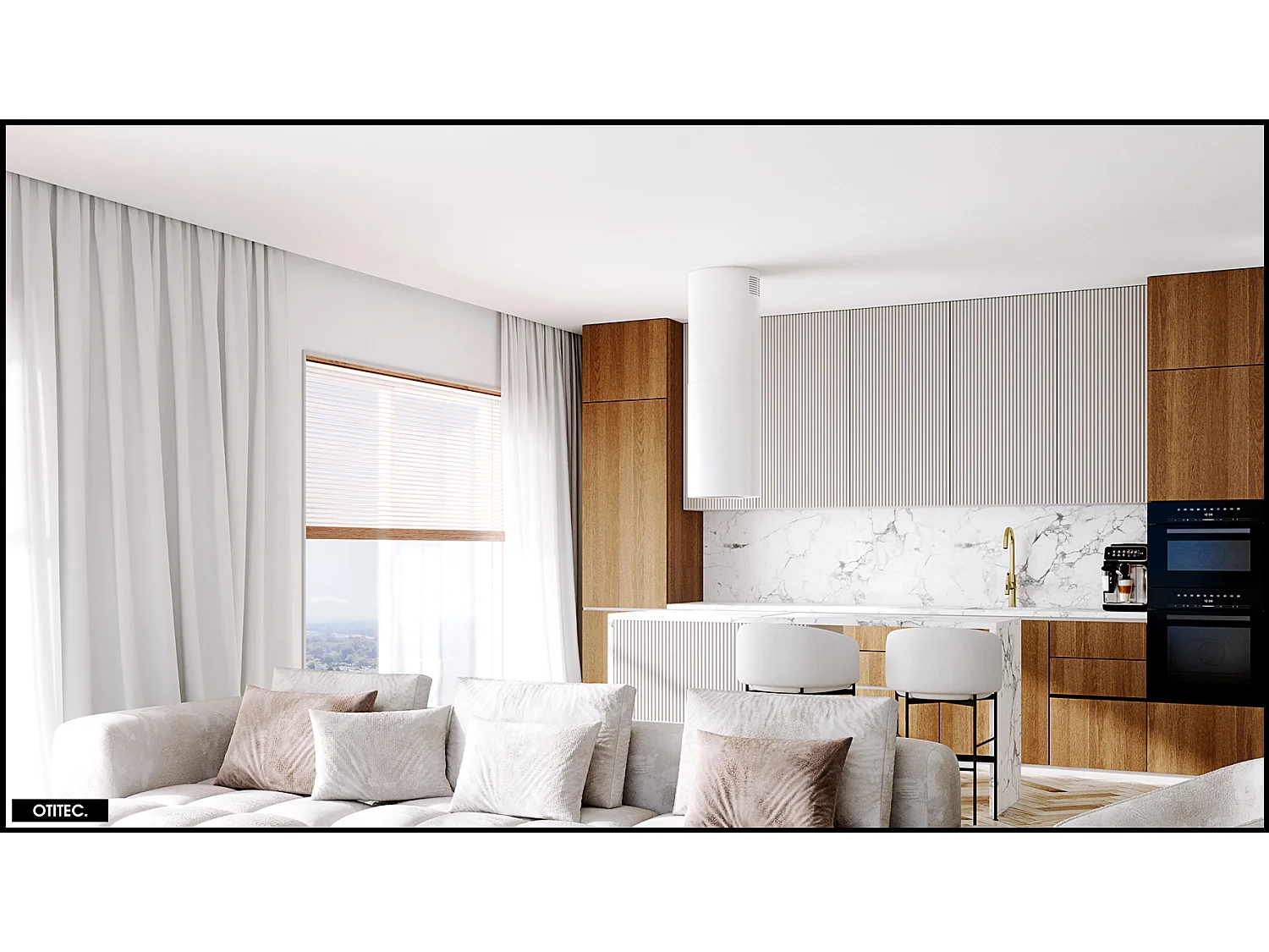 Hotte Îlot Aspirante Silencieuse - 39 cm - 570 m3/h - LOBELIO - Blanc