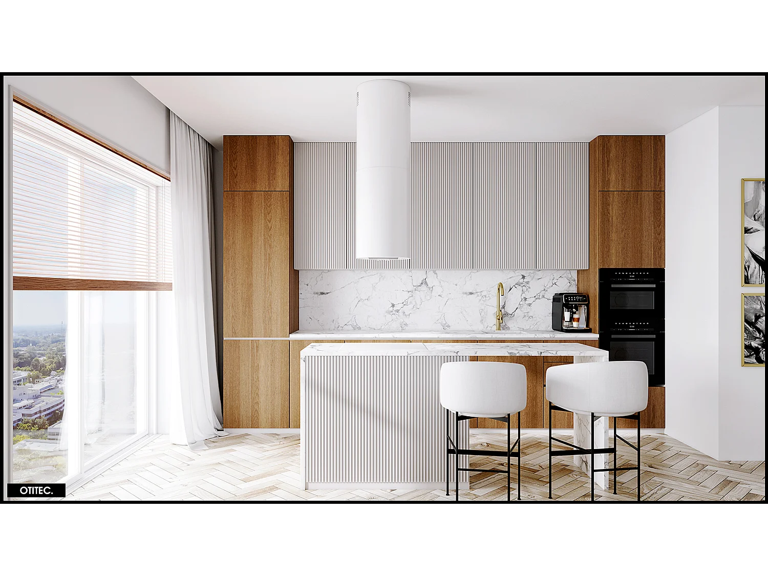 Hotte Îlot Aspirante Silencieuse - 39 cm - 570 m3/h - LOBELIO - Blanc