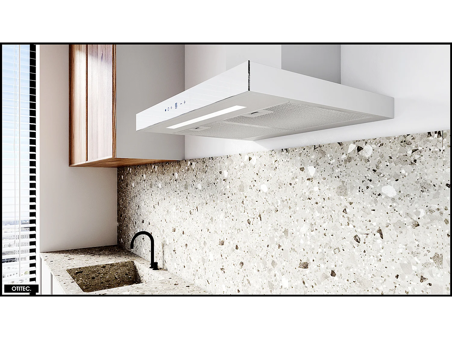 Hotte Murale Aspirante Silencieuse - 60 cm - 596 m3/h - LONATIO - Blanc