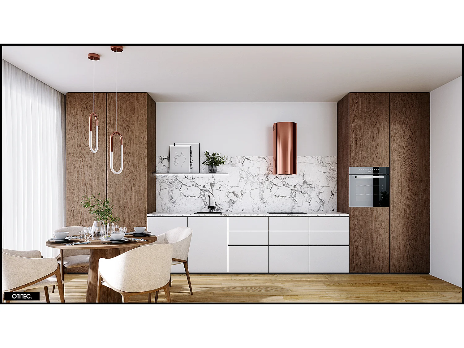 Hotte Murale Aspirante Silencieuse - 39 cm - 570 m3/h - LOBELIO - Vin Cuivre