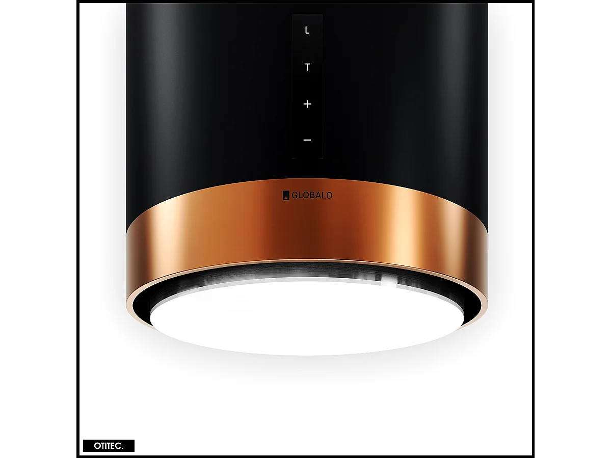 Hotte Îlot Aspirante Silencieuse - 39 cm - 675 m3/h - HEWENO - Noir avec Anneau