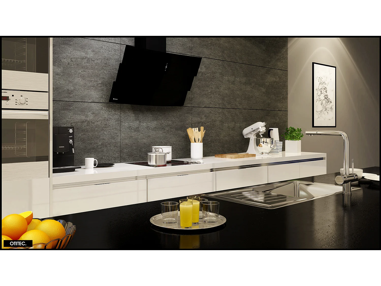 Hotte Murale Aspirante Silencieuse - 90 cm - 720 m3/h - VINTIO - Noir