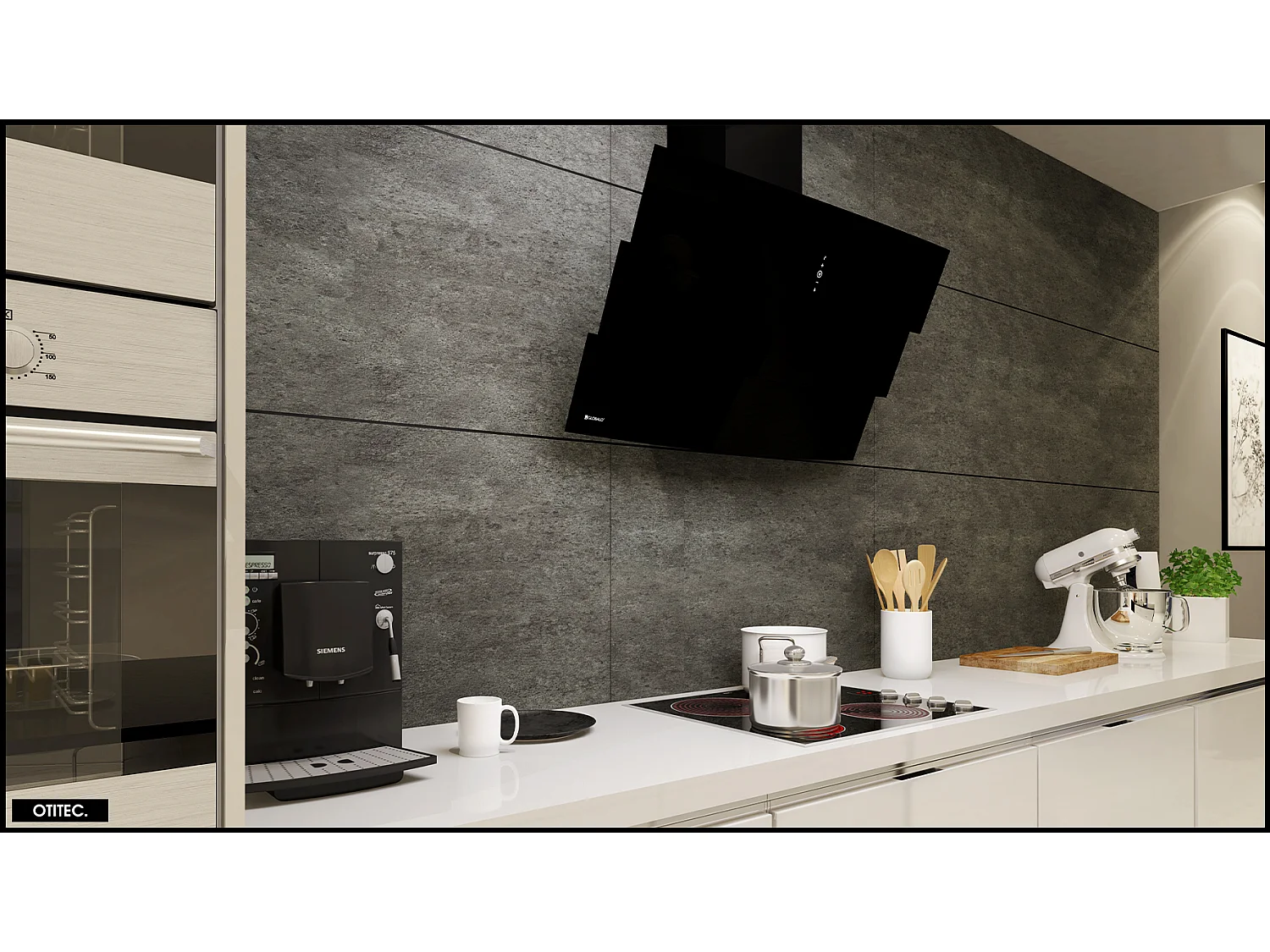 Hotte Murale Aspirante Silencieuse - 90 cm - 720 m3/h - VINTIO - Noir