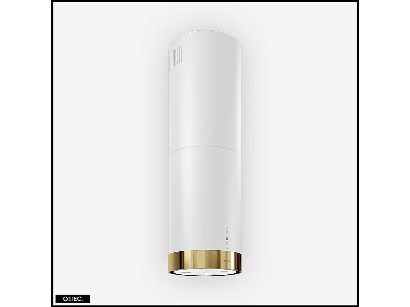 Hotte Îlot Aspirante Silencieuse - 39 cm - 742 m3/h - CYLINDRO - Blanc avec Anneau