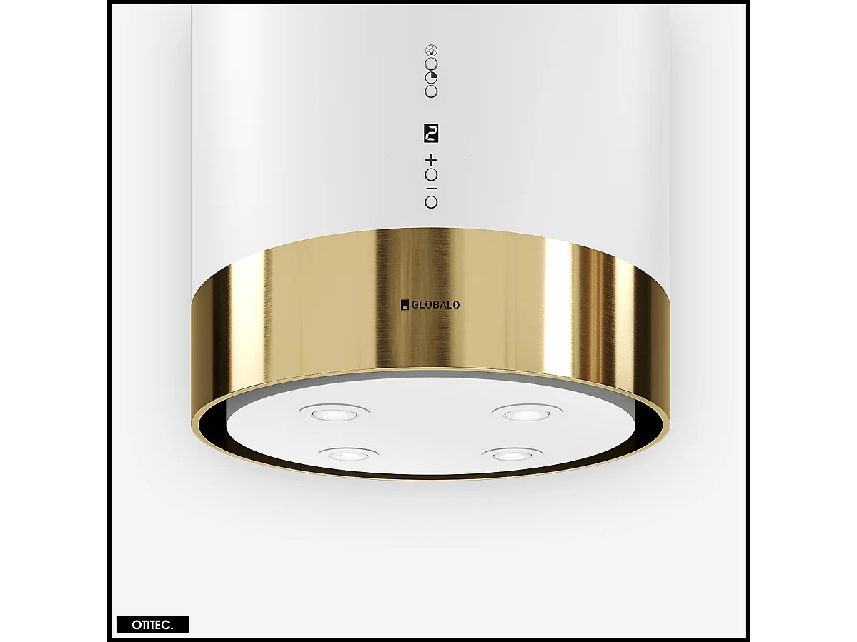 Hotte Îlot Aspirante Silencieuse - 39 cm - 742 m3/h - CYLINDRO - Blanc avec Anneau