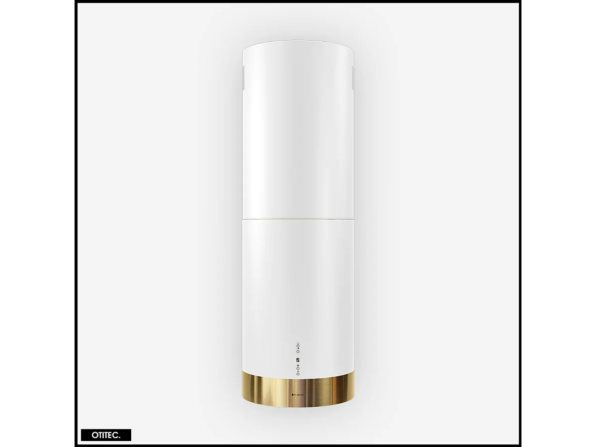 Hotte Îlot Aspirante Silencieuse - 39 cm - 742 m3/h - CYLINDRO - Blanc avec Anneau