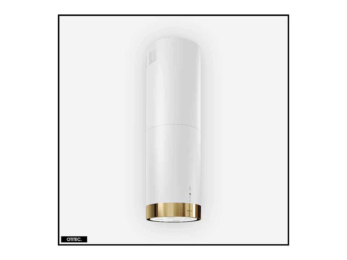 Hotte Îlot Aspirante Silencieuse - 39 cm - 742 m3/h - CYLINDRO - Blanc avec Anneau