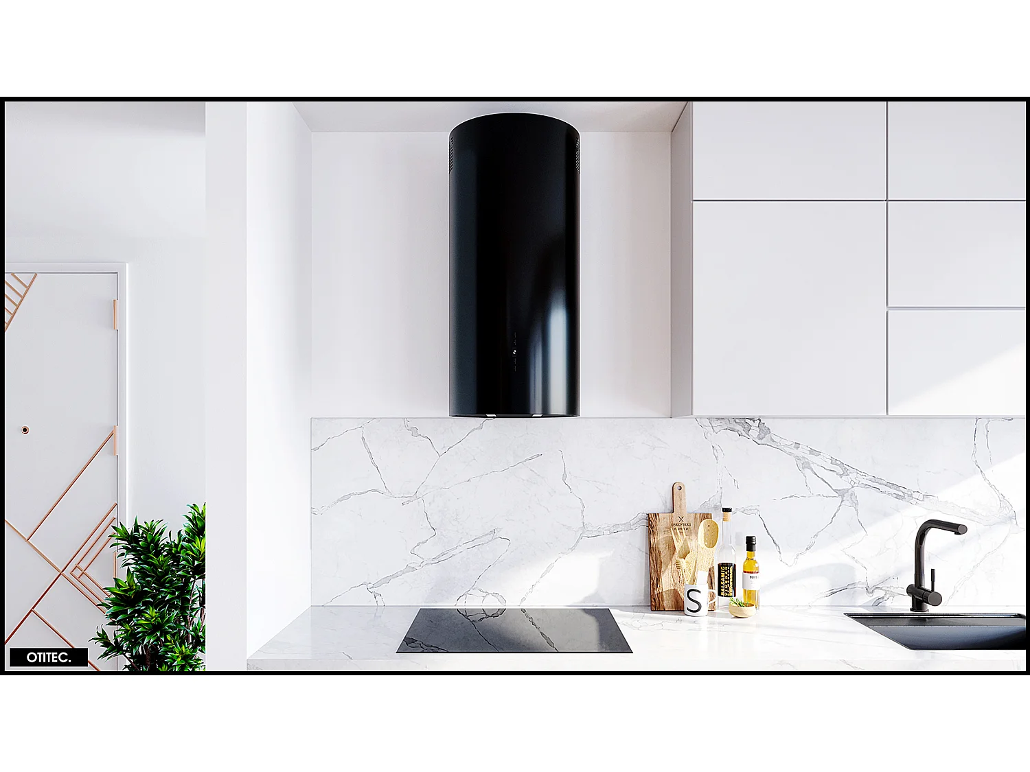 Hotte Murale Aspirante Silencieuse - 39 cm - 715 m3/h - WERENISO - Noir