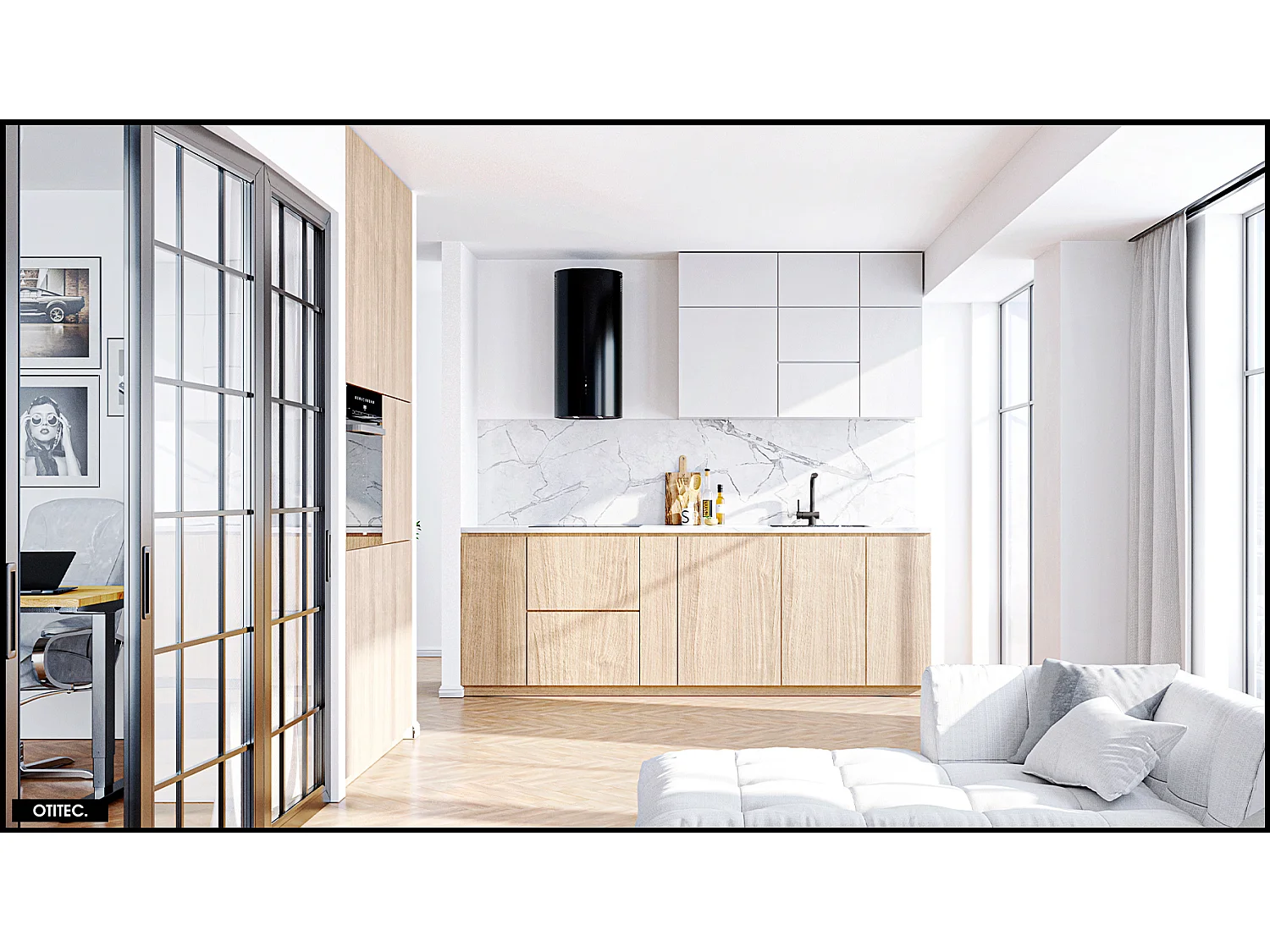 Hotte Murale Aspirante Silencieuse - 39 cm - 715 m3/h - WERENISO - Noir