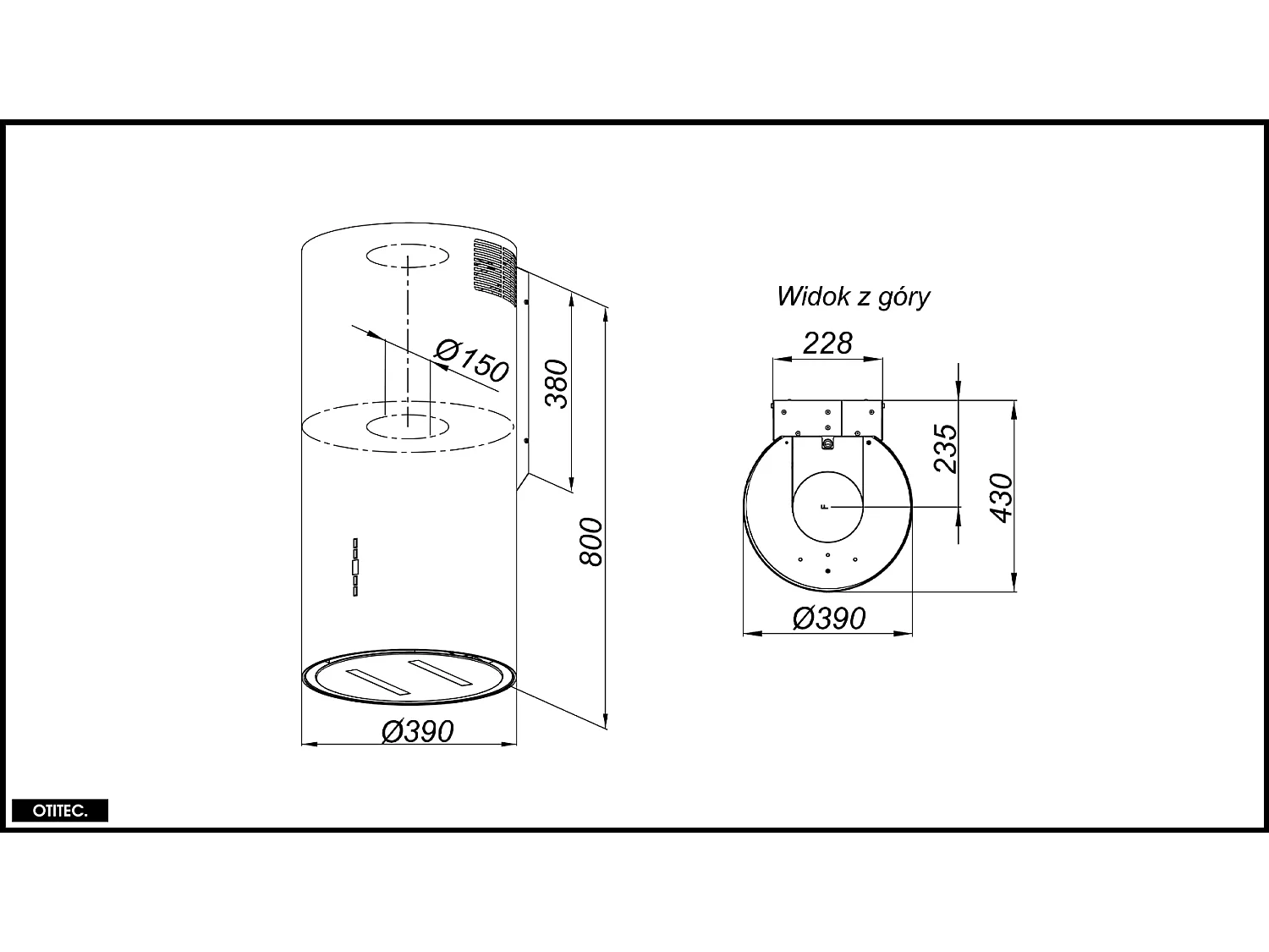 Hotte Murale Aspirante Silencieuse - 39 cm - 715 m3/h - WERENISO - Noir