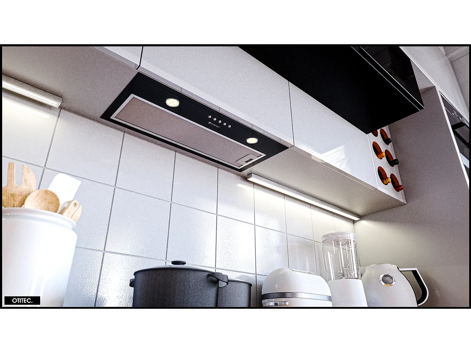 Hotte Casquette Aspirante Silencieuse - 60 cm - 320 m3/h - DELICO - Noir