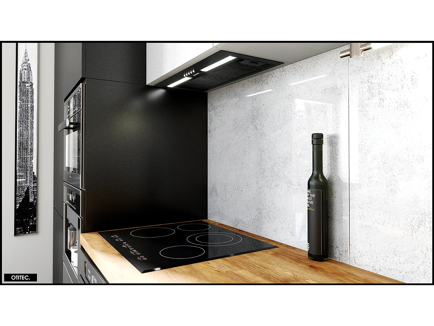 Hotte Casquette Aspirante Silencieuse - 60 cm - 320 m3/h - HADARIO - Noir