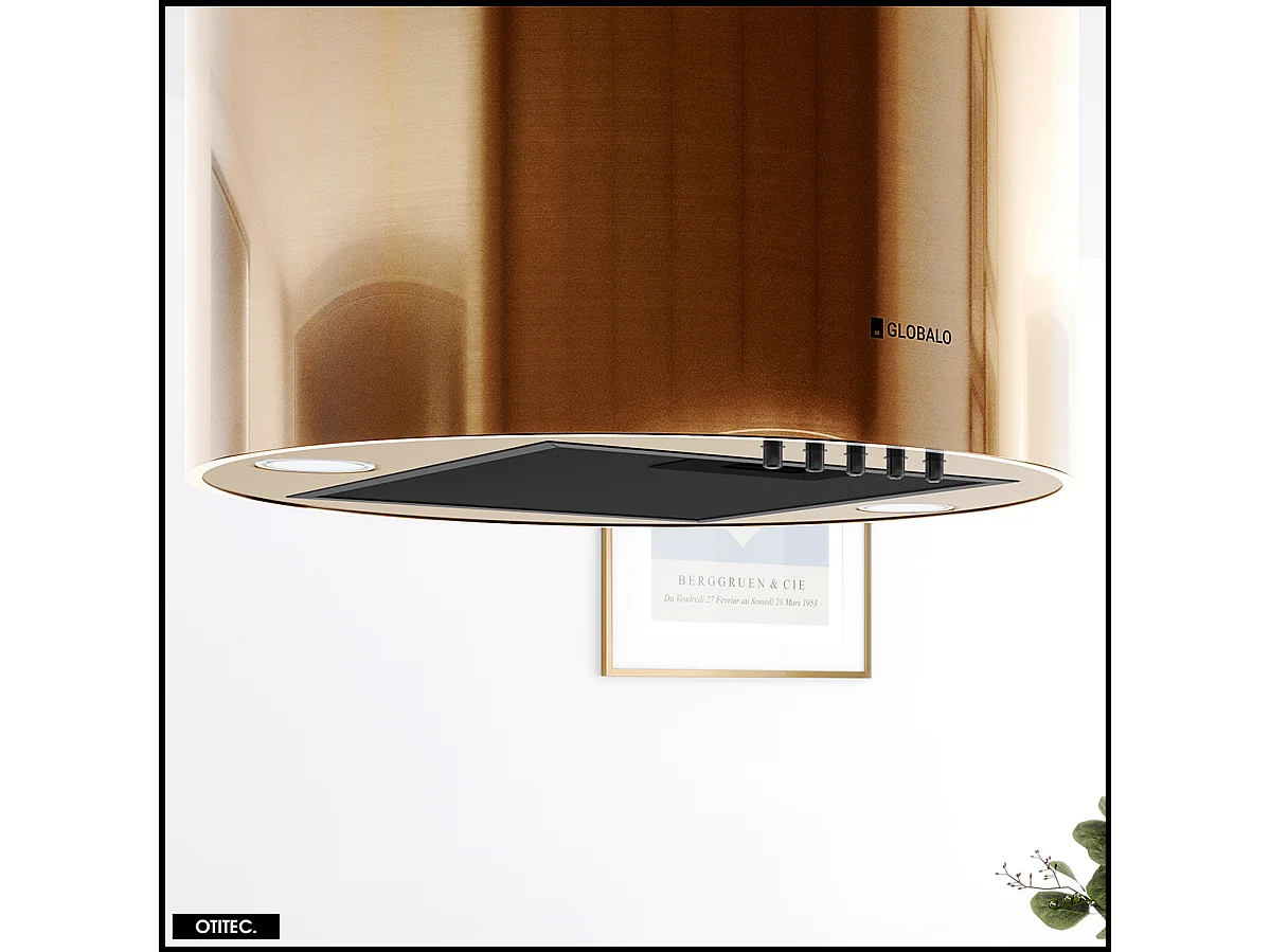 Hotte Îlot Aspirante Silencieuse - 39 cm - 570 m3/h - LOBELIO - Caramel Doré