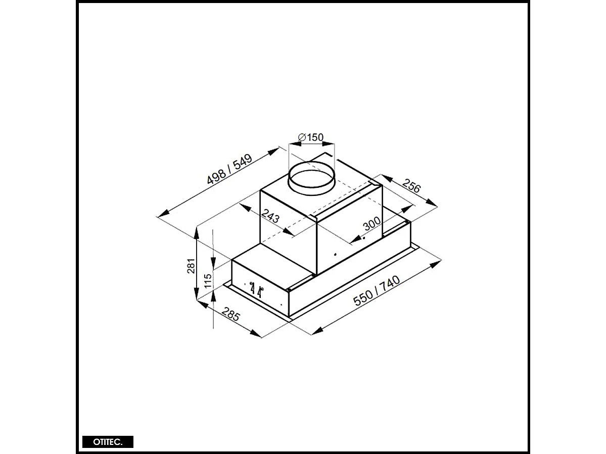 Hotte Casquette Aspirante Silencieuse - 60 cm - 545 m3/h - LUMOTION - Noir