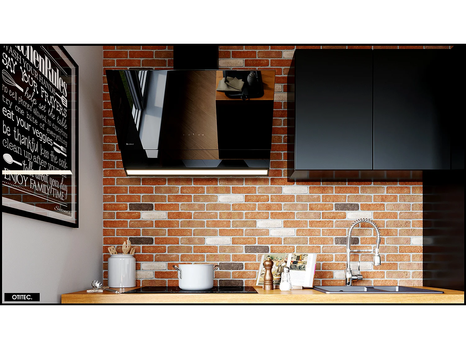 Hotte Murale Aspirante Silencieuse - 90 cm - 760 m3/h - ZENESOR - Noir