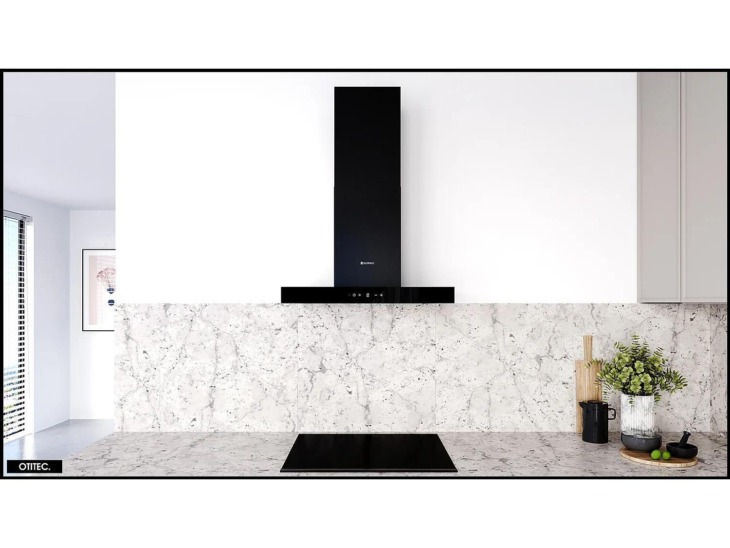 Hotte Murale Aspirante Silencieuse - 60 cm - 596 m3/h - LONATIO - Noir