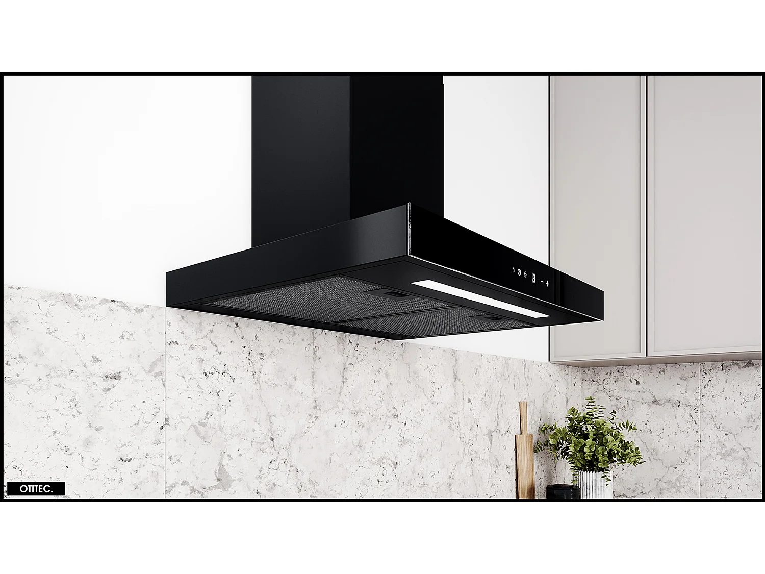 Hotte Murale Aspirante Silencieuse - 60 cm - 596 m3/h - LONATIO - Noir