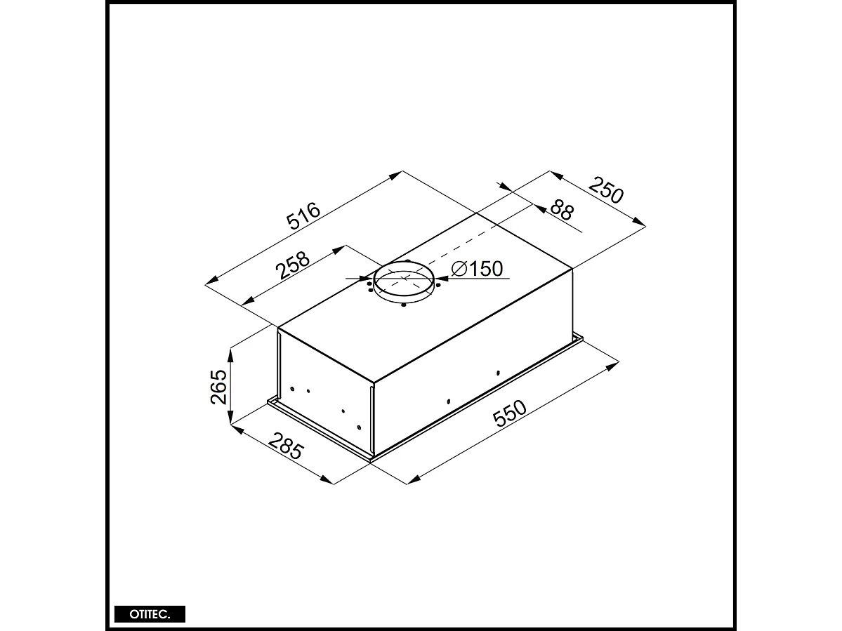 Hotte Casquette Aspirante Silencieuse - 60 cm - 445 m3/h - PIMOTION GEST - Noir