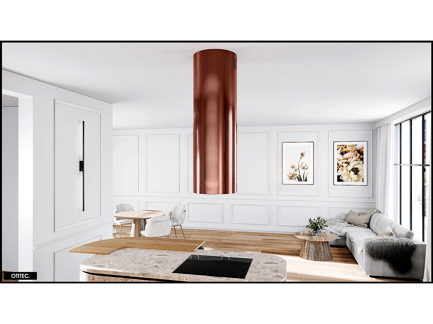 Hotte Îlot Aspirante Silencieuse - 39 cm - 570 m3/h - LOBELIO - Vin Cuivre