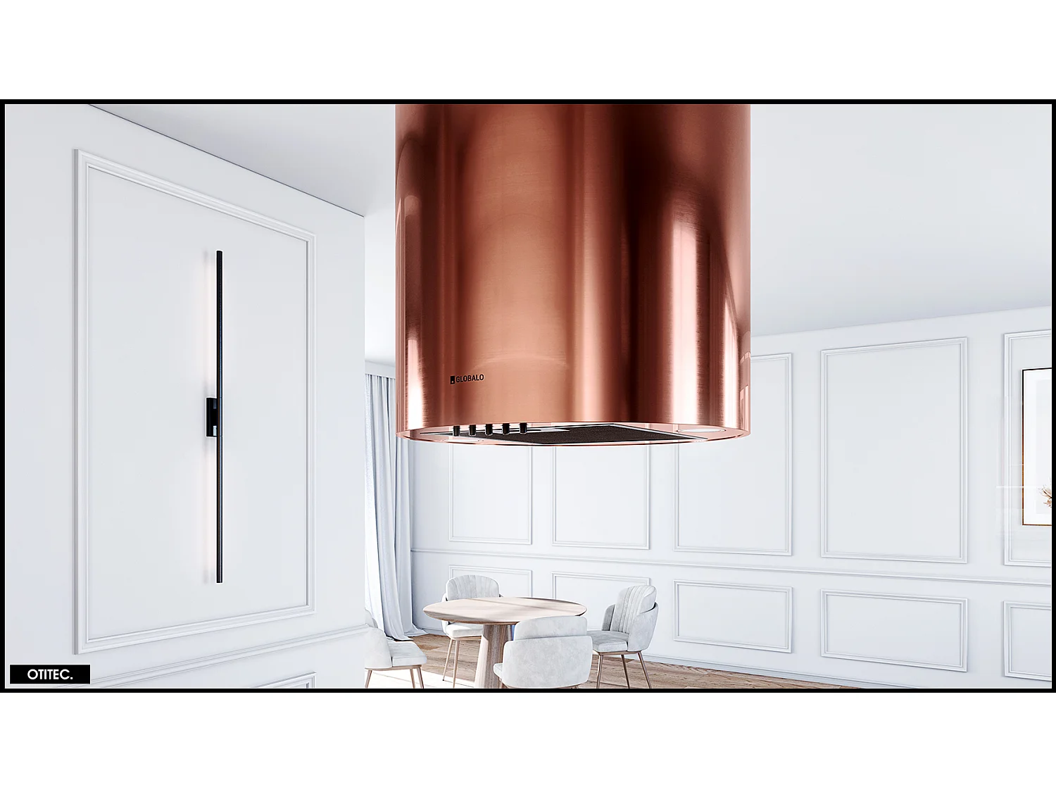 Hotte Îlot Aspirante Silencieuse - 39 cm - 570 m3/h - LOBELIO - Vin Cuivre