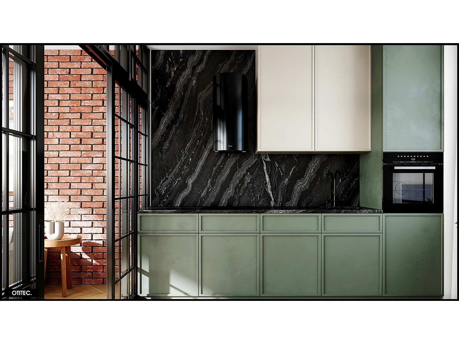 Hotte Murale Aspirante Silencieuse - 39 cm - 570 m3/h - LOBELIO - Noir