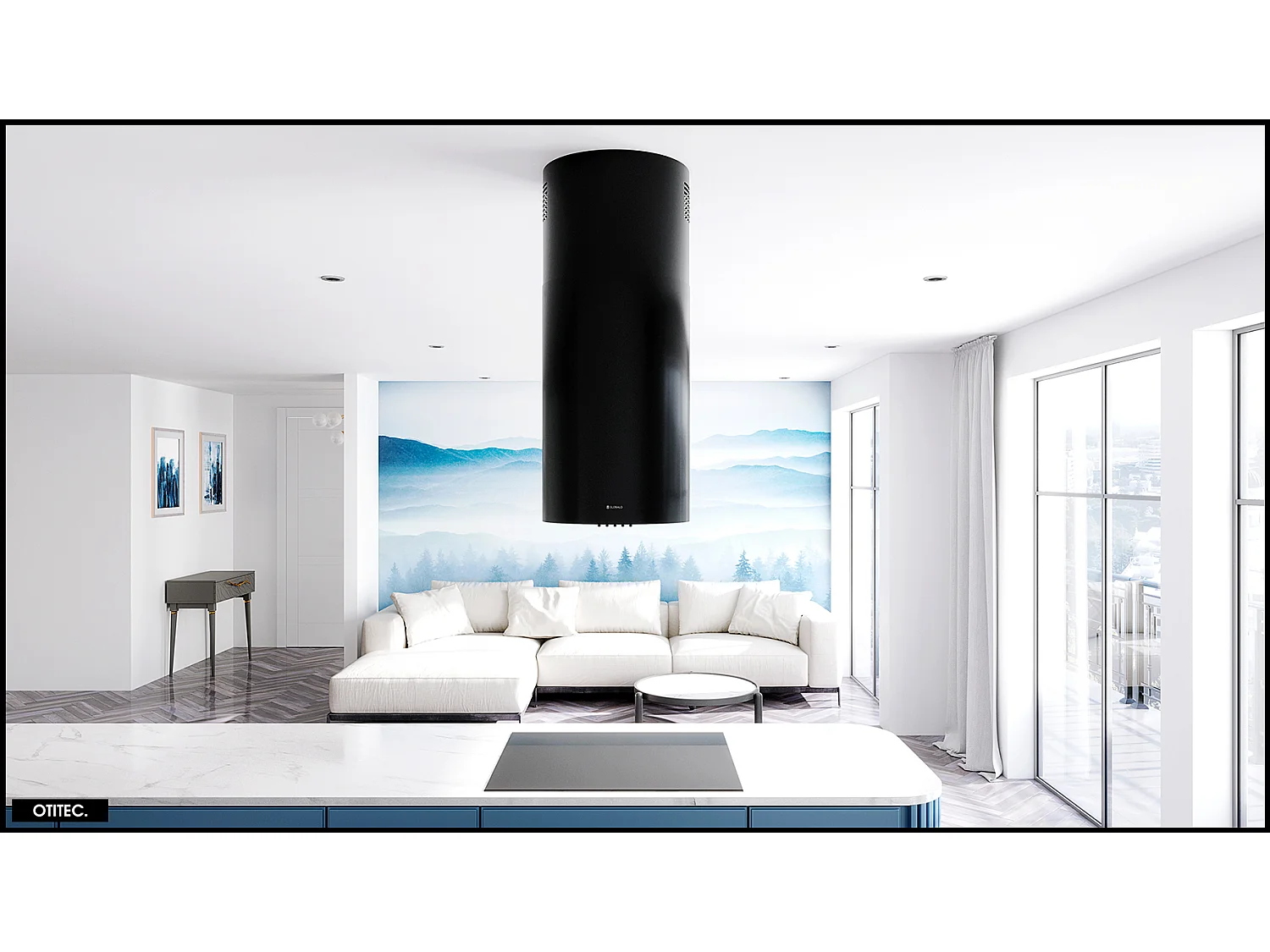 Hotte Îlot Aspirante Silencieuse - 39 cm - 570 m3/h - LOBELIO - Noir