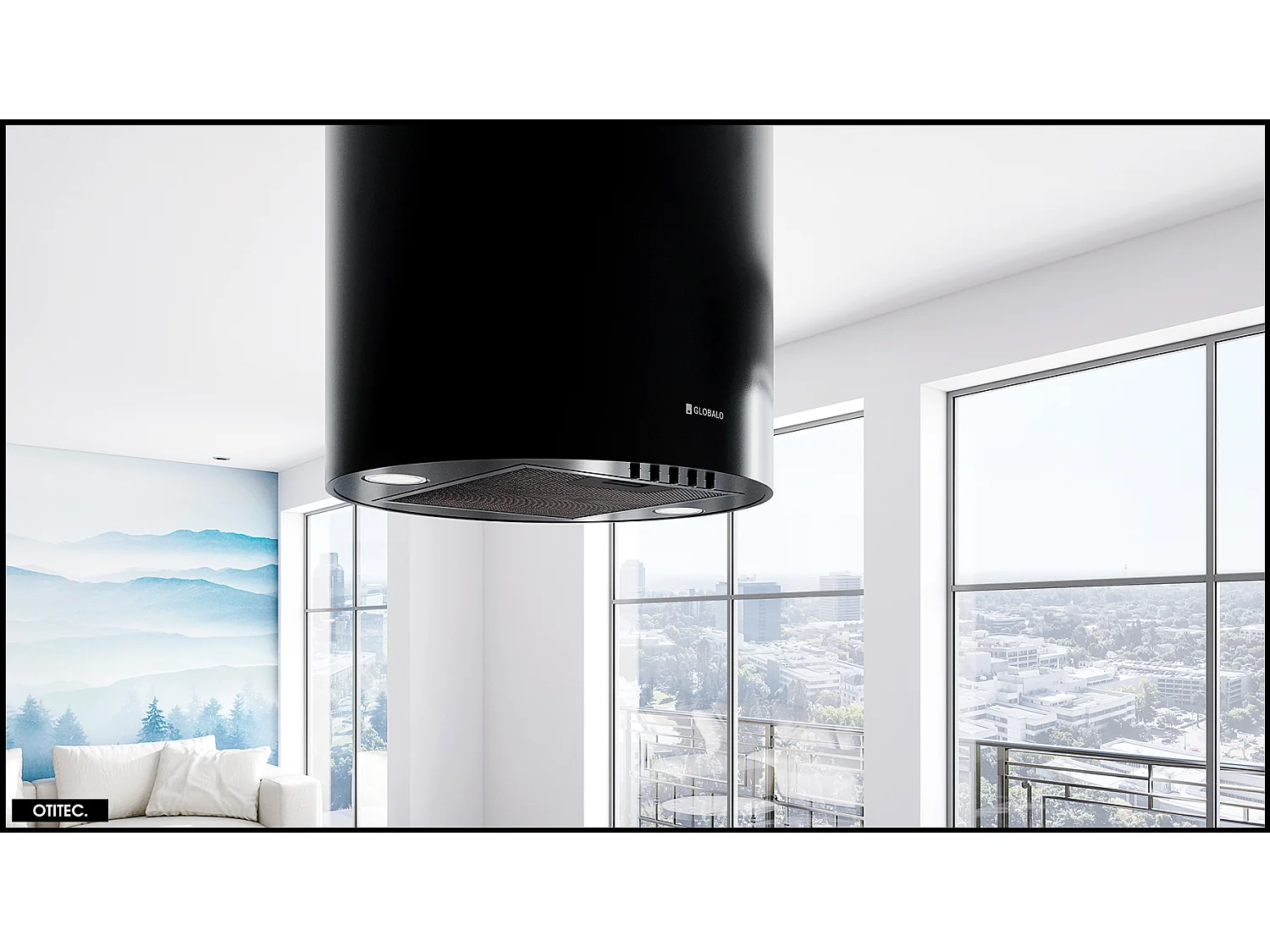 Hotte Îlot Aspirante Silencieuse - 39 cm - 570 m3/h - LOBELIO - Noir