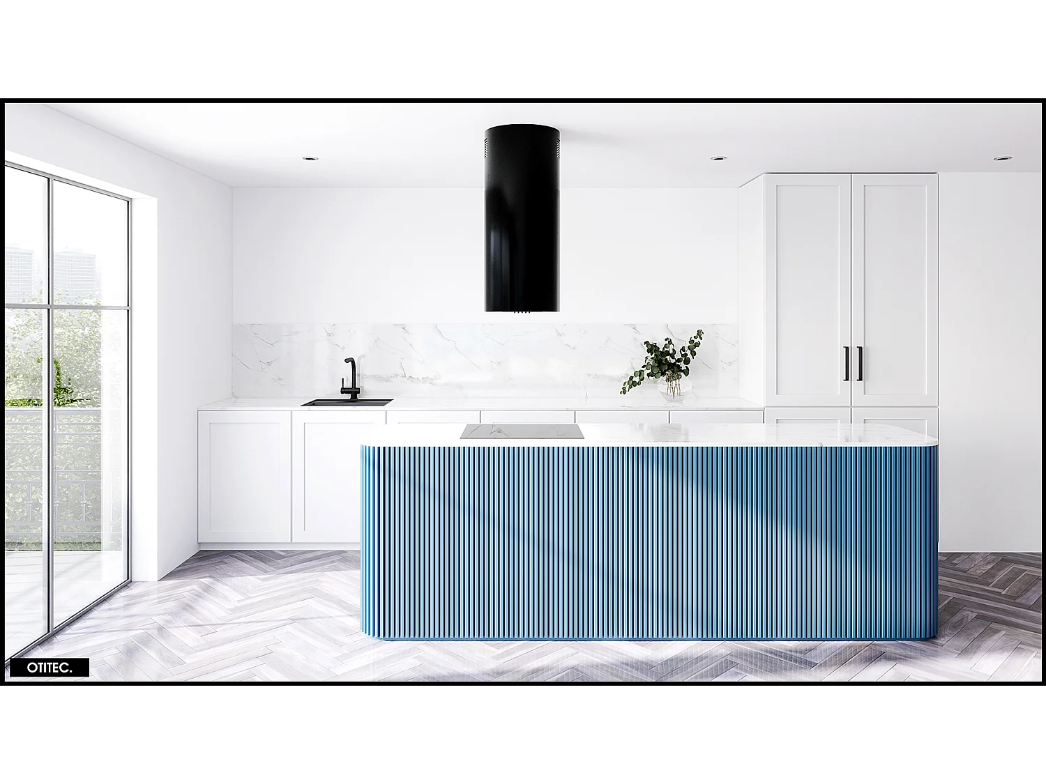 Hotte Îlot Aspirante Silencieuse - 39 cm - 570 m3/h - LOBELIO - Noir